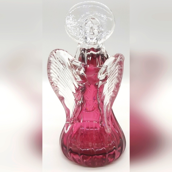 Vintage Rossi cranberry and clear handblown angel - Picture 4 of 6